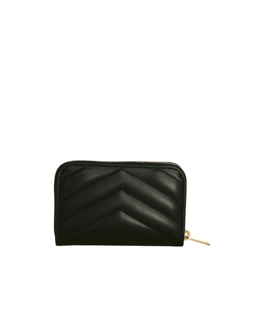 Saint Laurent Black Cassandre Matelassé Coin Card Wallet