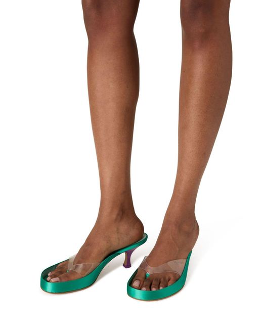 Chloé Green Round-Toe Stiletto Heel Sandals