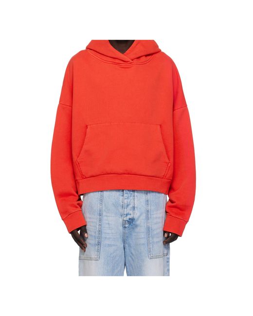 Entire studios Red 510 Gsm Organic Cotton Fleece Hoodie for men
