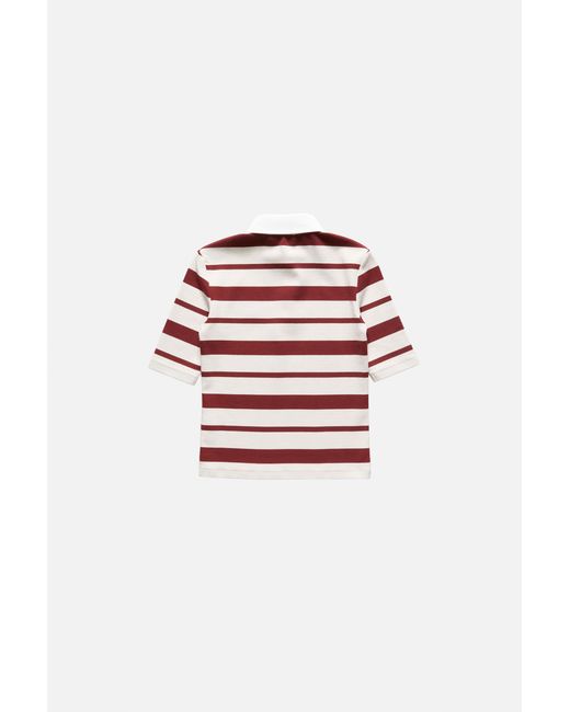 Acne Red Striped Crest-Patch Polo Shirt