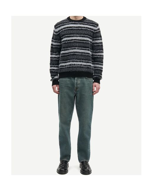 Samsøe & Samsøe Black Safinnley Crew-Neck Striped Sweater for men