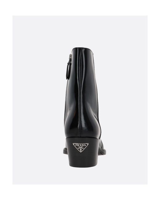 Prada Black Triangle-Logo Zipped Boots