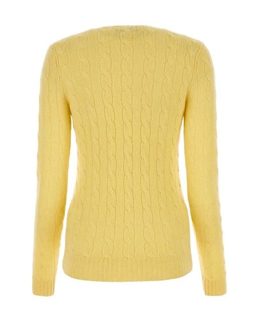 Polo Ralph Lauren Yellow Polo Pony Cable-Knit Jumper