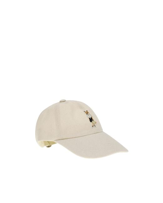 Maison Kitsuné White Maison Kitsuné Dressed Fox Logo Embroidered Baseball Cap for men