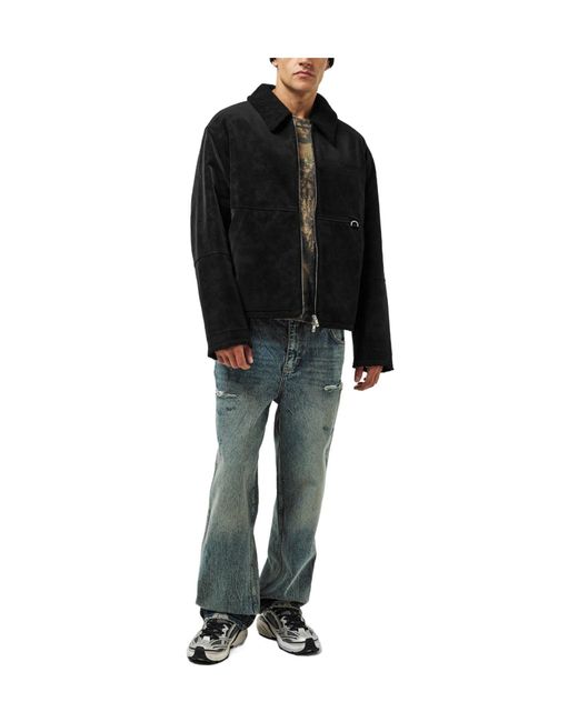 Represent Black Solid-Color Shearling Jacket for men