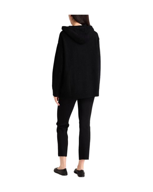 Max Mara Black Solid Color Hooded Knit Sweater