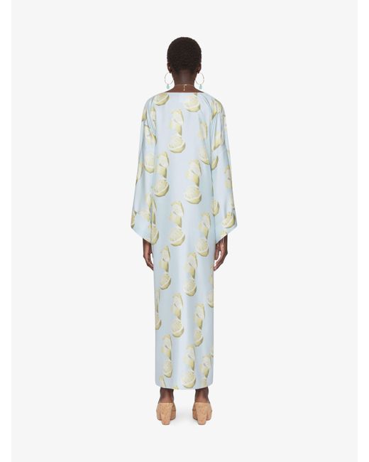 Givenchy Blue Lemon-Print V-Neck Dress
