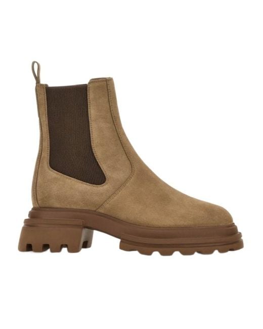Hogan Brown Chelsea Ankle Boots