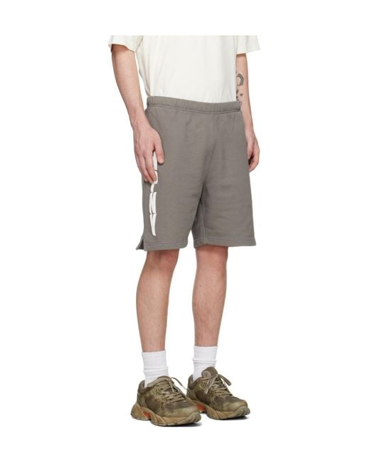 Heron Preston Gray Logo Printed Shorts for men