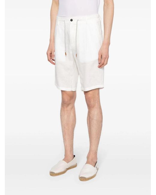 Eleventy White Linen Bermuda Shorts for men