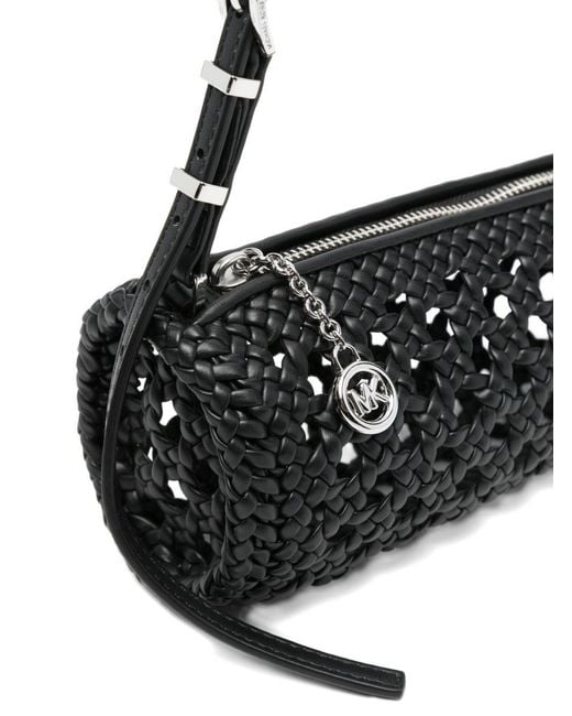 Michael Kors Black Michael Izzy Small Crocheted Barrel Pochette