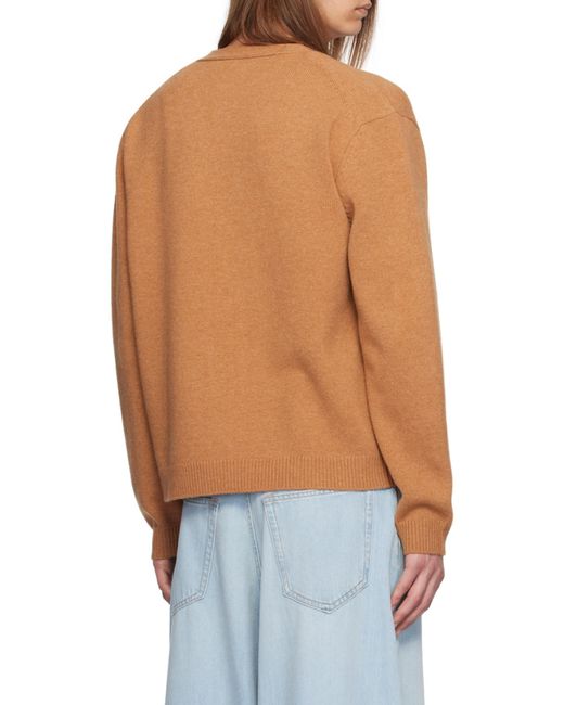 Maison Kitsuné Brown Maison Kitsuné Fox Head Intarsia-Knit Cardigan for men