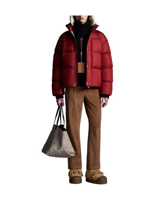 Moncler Red Hooded Quilted Down Jacket