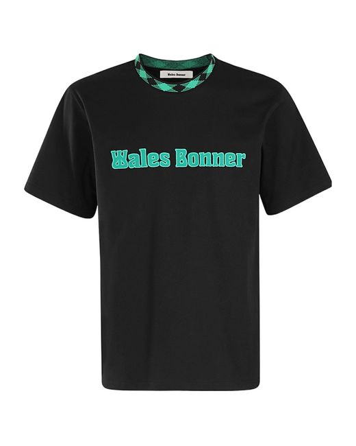 Wales Bonner Black Logo Patch Crewneck T-Shirt for men