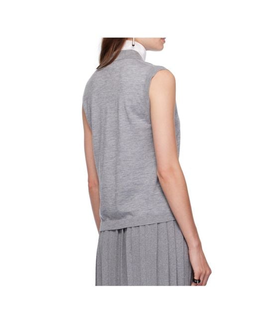Lisa Yang Gray Lise Sleeveless Polo Top