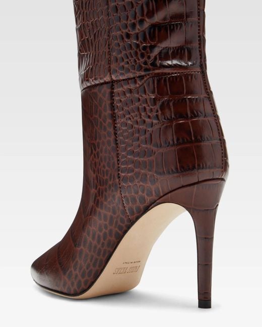 Paris Texas Brown Stiletto 85 Embossed Knee-High Boots