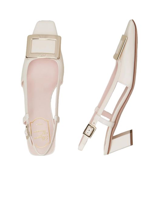 Roger Vivier Natural Belle Vivier Buckle Slingback Pumps
