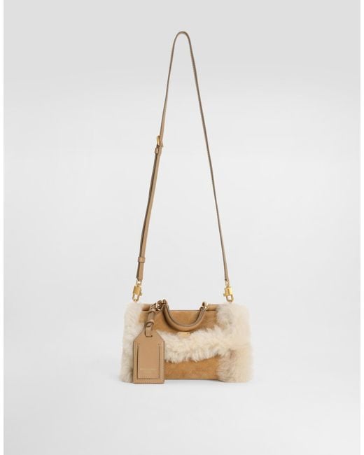 Dolce & Gabbana Natural My Sicily Shearling Tote Bag