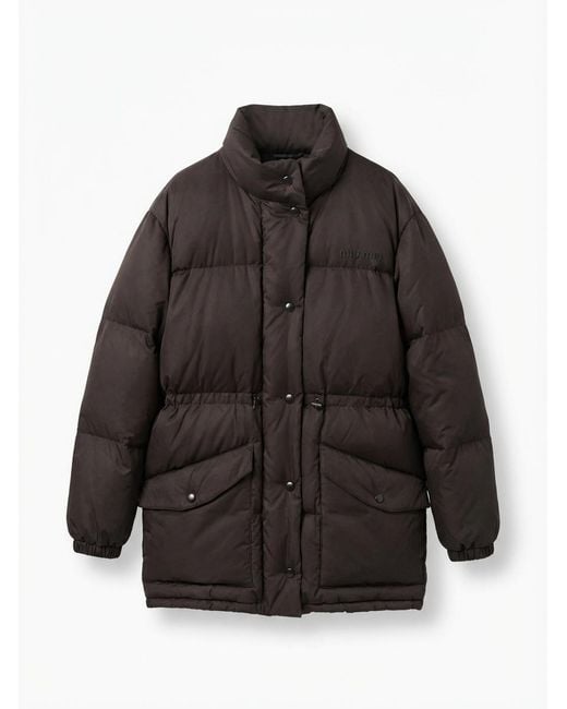 Miu Miu Gray High-Neck Drawstring Jacket