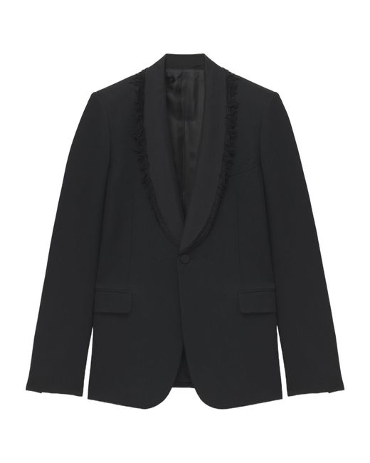McQueen Black Frayed Lapel Single-Breasted Jacket for men