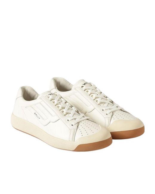 Bally White Lace-Up Low-Top Casual Shoes for men