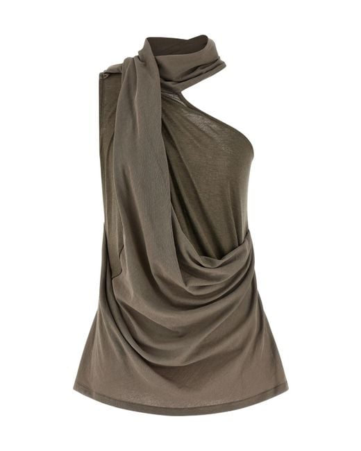 Entire studios Green Dalters Draped One-Shoulder Top