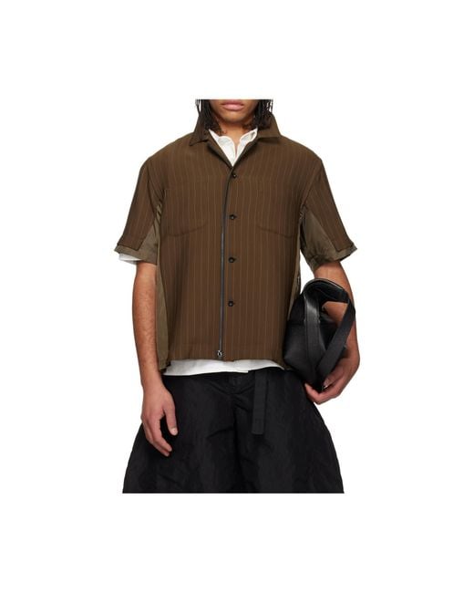 Sacai Brown Short Sleeve Shirt for men