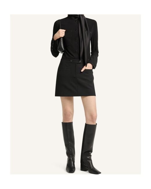 Courreges Black Satin-Scarf Jersey Shirt
