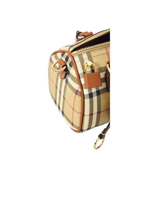 Burberry Metallic Check Printed Zipped Bowling Tote Bag