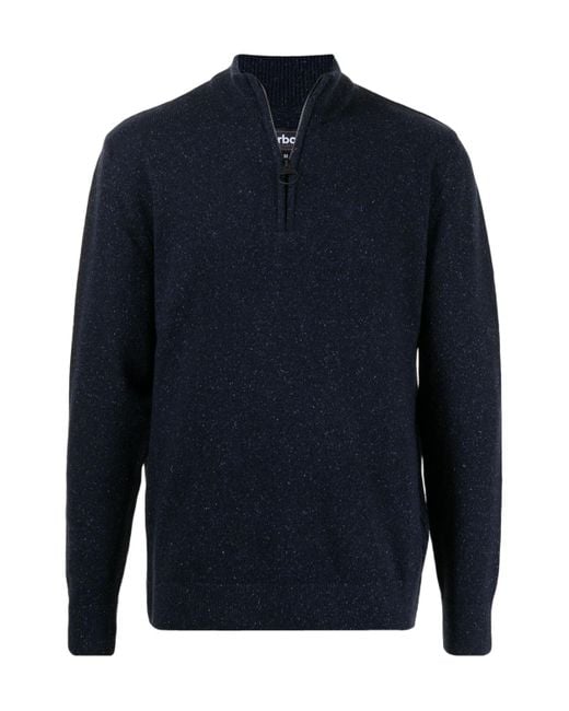 Barbour Blue Essential Tisbury Half Zip Jumper for men