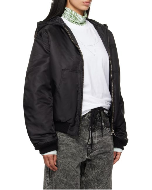 MM6 by Maison Margiela Black Zip-Up Hooded Jacket