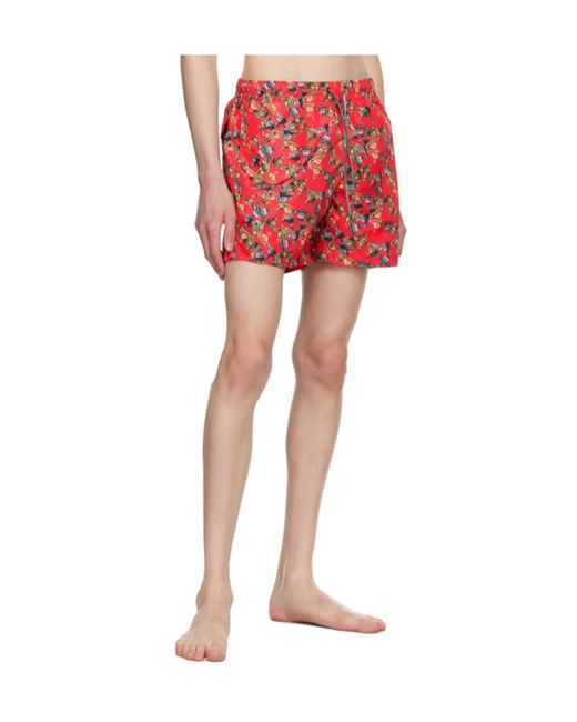 Vivienne Westwood Red Crazy Orb Swim Shorts for men