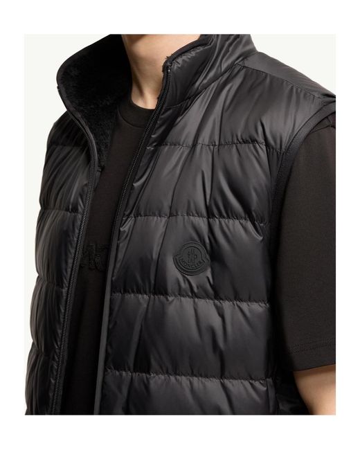 Moncler Black Teddy Fleece Reversible Down Vest for men