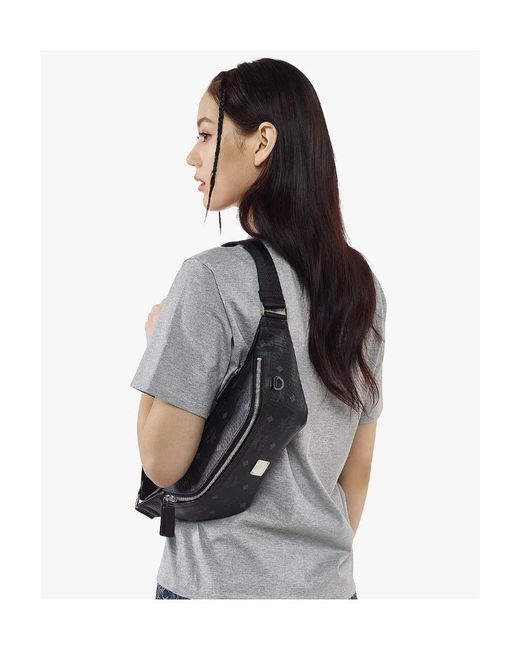 MCM Black Logo-Print Belt Bag for men