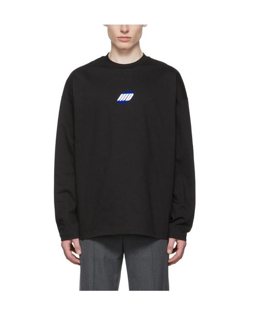 we11done Black Logo-Print Cotton Sweater for men