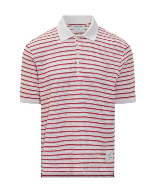 Thom Browne Red Striped Polo Shirt for men