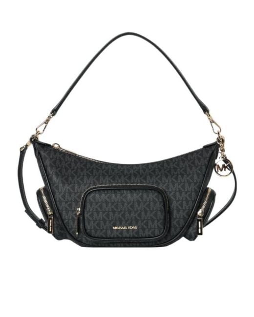 Michael Kors Black Merritt Small Signature Logo Convertible Shoulder Bag