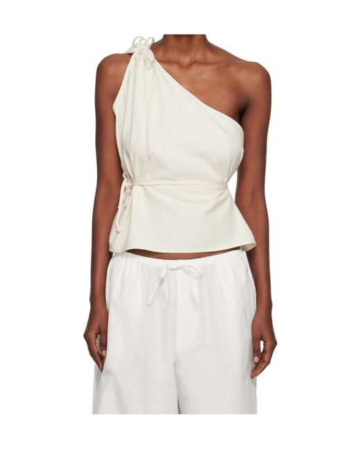 Baserange White One Shoulder Strap Top