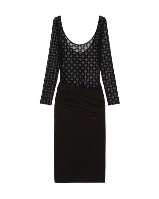 Givenchy Black Monogram Tulle Draped Dress