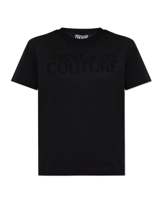 Versace Jeans Black Couture Logo Embellished Top