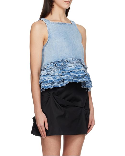 Ganni Blue Organic Cotton Denim Top