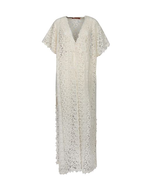 Ermanno Scervino White Long Macrama Lace Cardigan With A V-Neckline