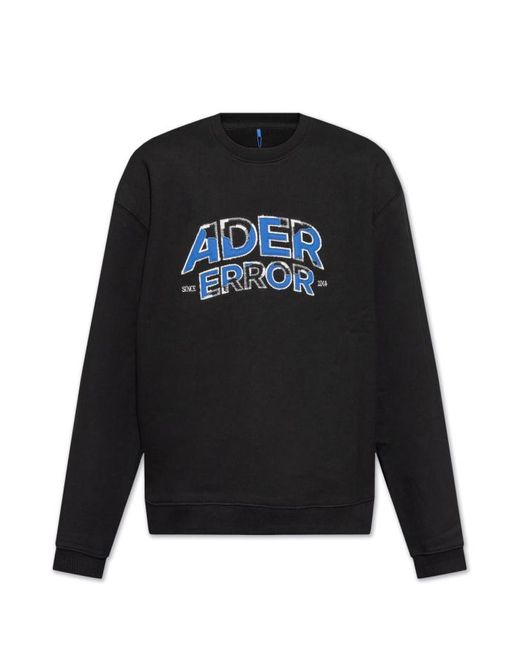 Adererror Black Logo Embroidered Crewneck Sweatshirt for men