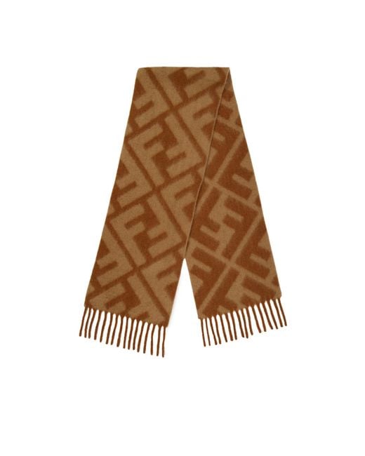 Fendi Brown Medium Thickness Alpaca Wool Scarf