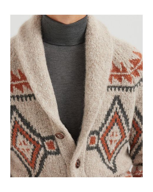 Brunello Cucinelli Multicolor Geometric-Jacquard Cardigan for men