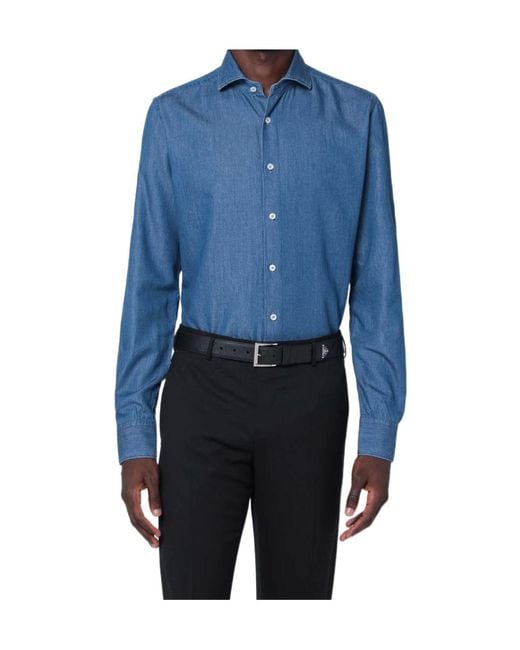 Xacus Men's Blue Classic Button-Up Shirt
