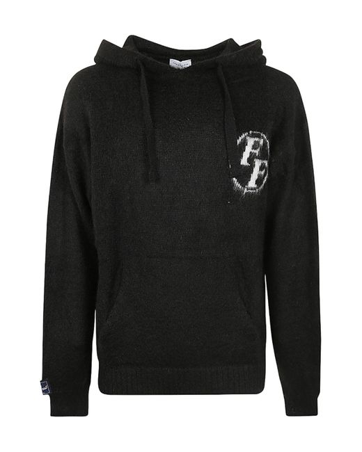 FAMILY FIRST Black Knitted Hoodie for men