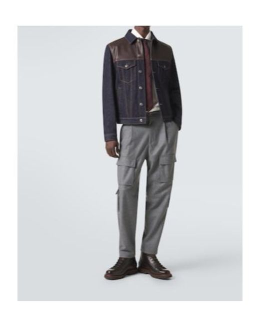 Brunello Cucinelli Gray Virgin Wool Cargo Pants for men