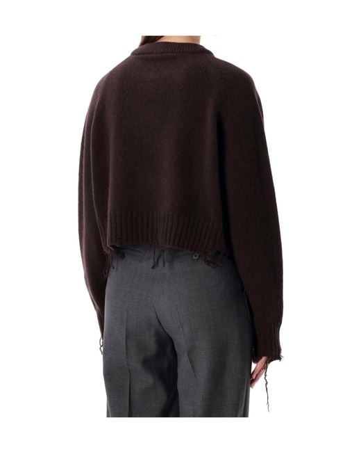 Low Classic Black Damaged Cropped Knitted Sweater