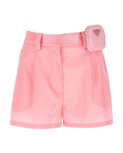 Prada Pink Belted Pouch Shorts